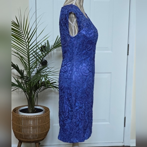 Sue Wong Embroidered Blue Sheath Cocktail Dress Size 10 - Picture 5 of 7